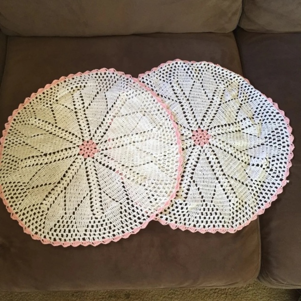 Home Decorating Two 16in Macrame doillies